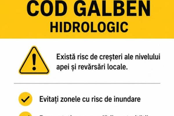 Cod Galben Hidrologic pentru data de 2 iunie 2026