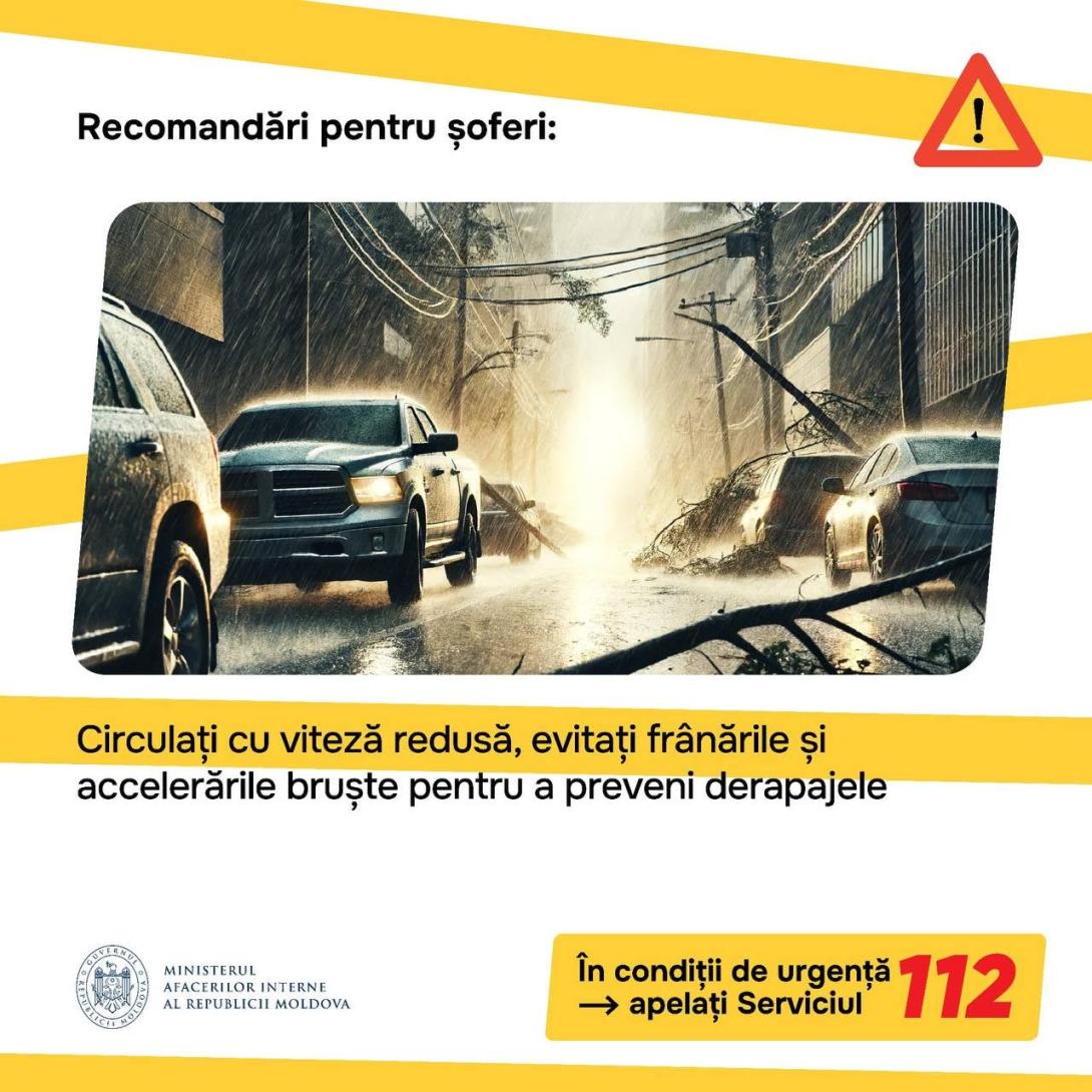 Începând cu 21 mai, pe întreg teritoriul Republicii Moldova este valabil un Cod galben de instabilitate atmosferică.